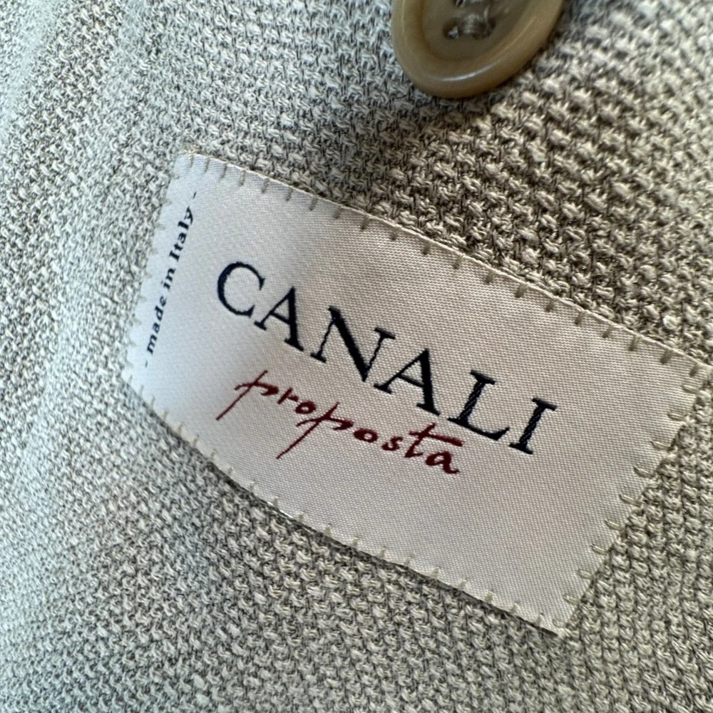 Canali Proposta Mens Blazer Sport Coat Jacket Beige Silk Wool Blend 54L Italy 46
